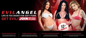Porn website EvilAngel network SFW hero section
