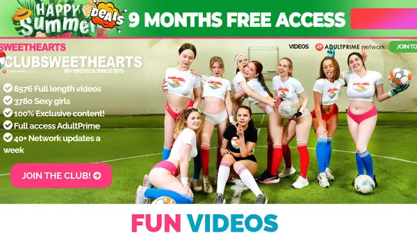 Porn teen site Club Sweethearts homepage hero capture for review